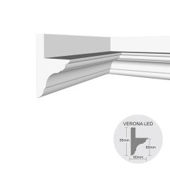 Moldura decorativa techo pared EPS Tecnomol Verona Led interior 60mm x 95mm x 1m pack x 4u
