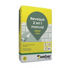Revoque Weber Mix I 2 en 1 grueso-fino interior gris bolsa x 30kg