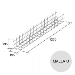 Malla acero U refuerzo Concrehaus 08/12 195mm x 195mm x 1230mm
