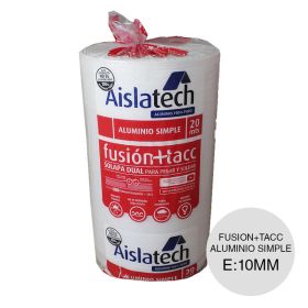 Aislante termico hidrofugo espuma polietileno Aislatech Fusion + TACC con film aluminio puro simple 10mm x 1m x 20m rollo x 20m²