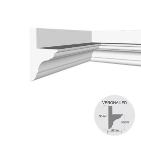 Moldura decorativa techo pared EPS Tecnomol Verona Led interior 60mm x 95mm x 1m pack x 4u