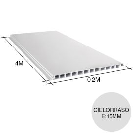 Cielorraso y revestimiento PVC interior blanco 15mm x 200mm x 4m