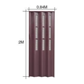 Puerta interior plegadiza medio vidrio PVC algarrobo 10mm x 840mm x 2m