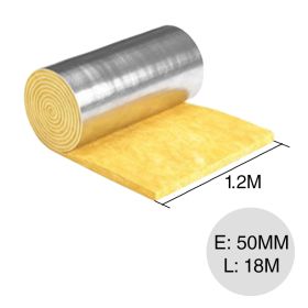 Aislante termico lana de vidrio Micro Aire Plata techo aluminio autoportante 50mm x 1.2m x 18m rollo x 21.60m²