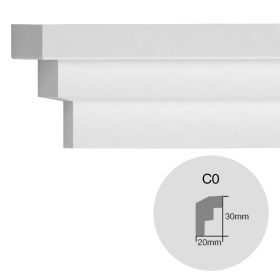 Moldura decorativa techo pared EPS Isomold C0 interior 20mm x 30mm x 2000mm pack x 2u