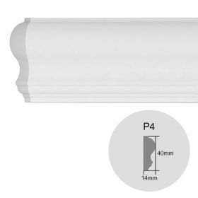 Moldura decorativa pared EPS Isomold P4 interior 14mm x 40mm x 2000mm pack x 2u