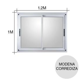 Ventana corrediza vidrio entero float aluminio Modena blanco 1m x 1.2m