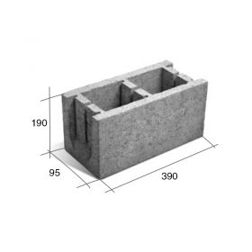 Bloque U10 encadenado/dintel hormigon gris 95mm x 190mm x 390mm