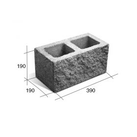 Bloque SP20 portante hormigon simil piedra gris 190mm x 190mm x 390mm