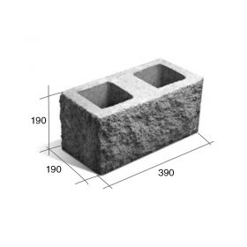 Bloque SP20/esq esquinero hormigon simil piedra gris 190mm x 190mm x 390mm