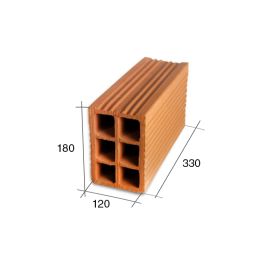 Ladrillo tabique 12 ceramico hueco no portante 6 tubos 120mm x 180mm x 330mm