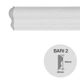 Moldura decorativa pared EPS Tecnomold Bari 2 interior 20mm x 60mm x 1000mm pack x 6u