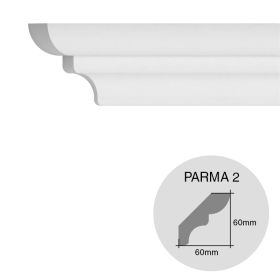 Moldura decorativa techo pared EPS Tecnomold Parma 2 interior 60mm x 60mm x 1000mm pack x 5u