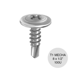 Tornillo autoperforante T1 punta mecha 8 x 1/2" pack x 100u