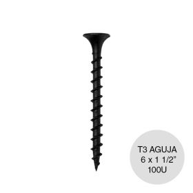 Tornillo autoperforante T3 punta aguja 6 x 1½" pack x 100u