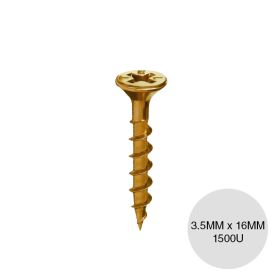 Tornillo autoperforante Tel-Chipboard madera punta aguja dorado 3.5mm x 16mm caja x 1500u
