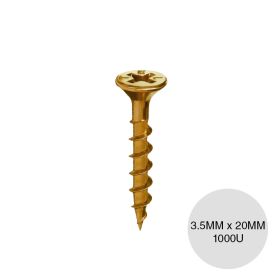 Tornillo autoperforante Tel-Chipboard madera punta aguja dorado 3.5mm x 20mm caja x 1000u