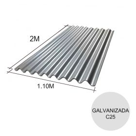 Chapa sinusoidal acanalada galvanizada cubiertas livianas C25 0.5mm x 1.1m x 2m