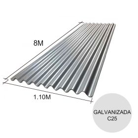 Chapa sinusoidal acanalada galvanizada cubiertas livianas C25 0.5mm x 1.1m x 8m