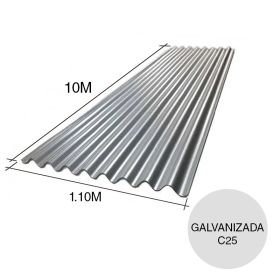 Chapa sinusoidal acanalada galvanizada cubiertas livianas C25 0.5mm x 1.1m x 10m