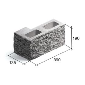 Bloque SP13/ESQ esquinero hormigon simil piedra gris 135mm x 190mm x 390mm